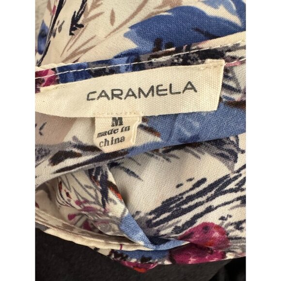 Caramela Multicolored Floral Print Sleeveless Front Tie Romper Womens Size M - Picture 5 of 6